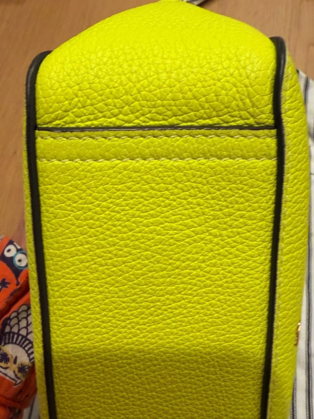 Anya Hindmarch Neon Yellow Perforated Smiley Leather Crossbody - Picture 6 of 11